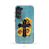 I Can Do All Things Through Christ Sunflower Butterfly Cross Phone Case Samsung Galaxy S23 Plus / Tough Case