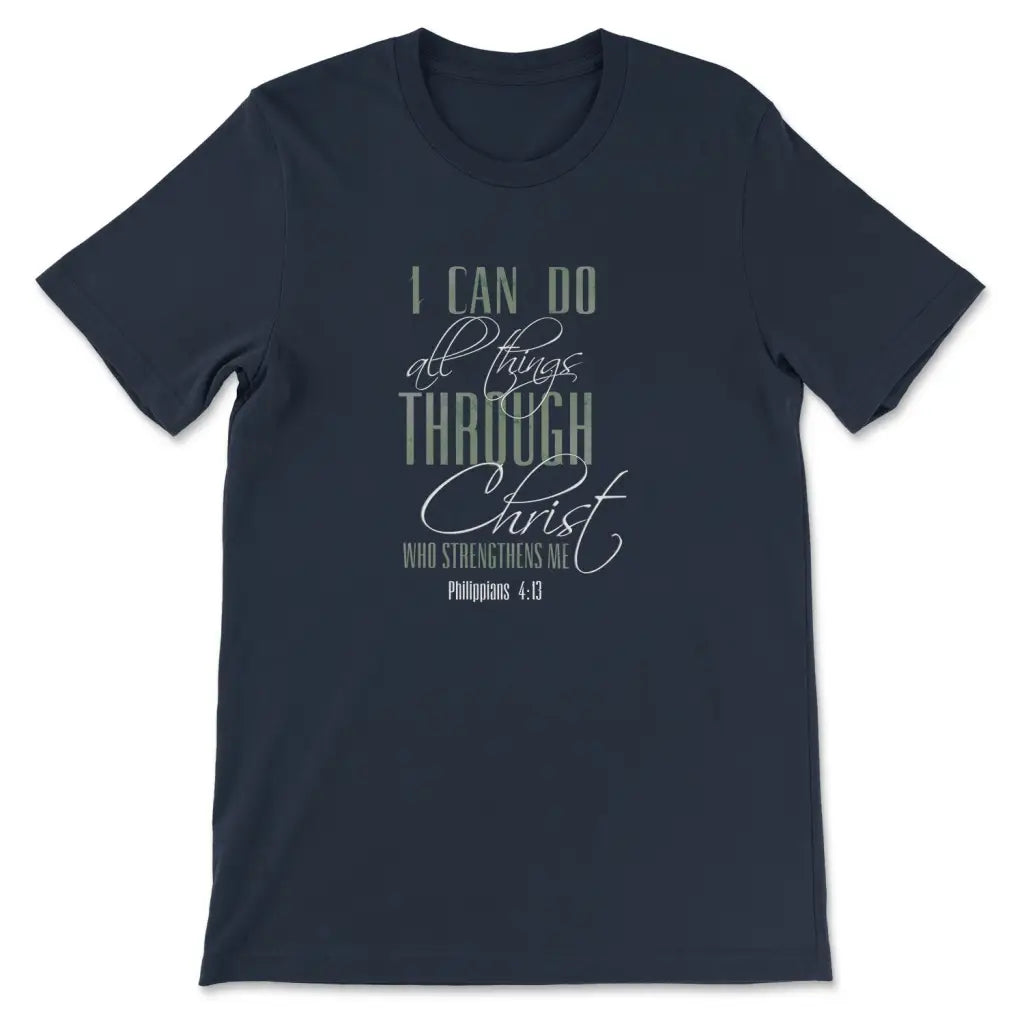 I can do all things through Christ t-shirt Navy / S
