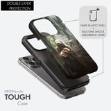 Double Layer Protection, Christian phone case featuring the phrase "I Once Was Lost but Now I'm Found" with Jesus and a lost sheep.
