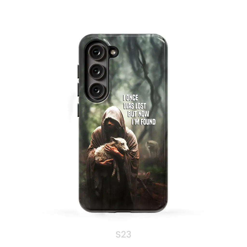I Once Was Lost but Now I’m Found Jesus and Lost Sheep Phone Case Samsung Galaxy S23 (Not for S23 FE) / Tough Case