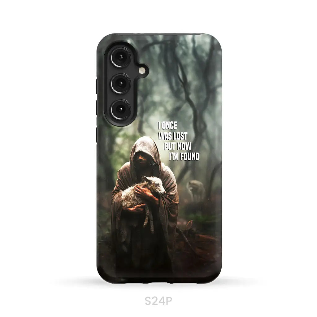 I Once Was Lost but Now I’m Found Jesus and Lost Sheep Phone Case Samsung Galaxy S24 Plus / Tough Case