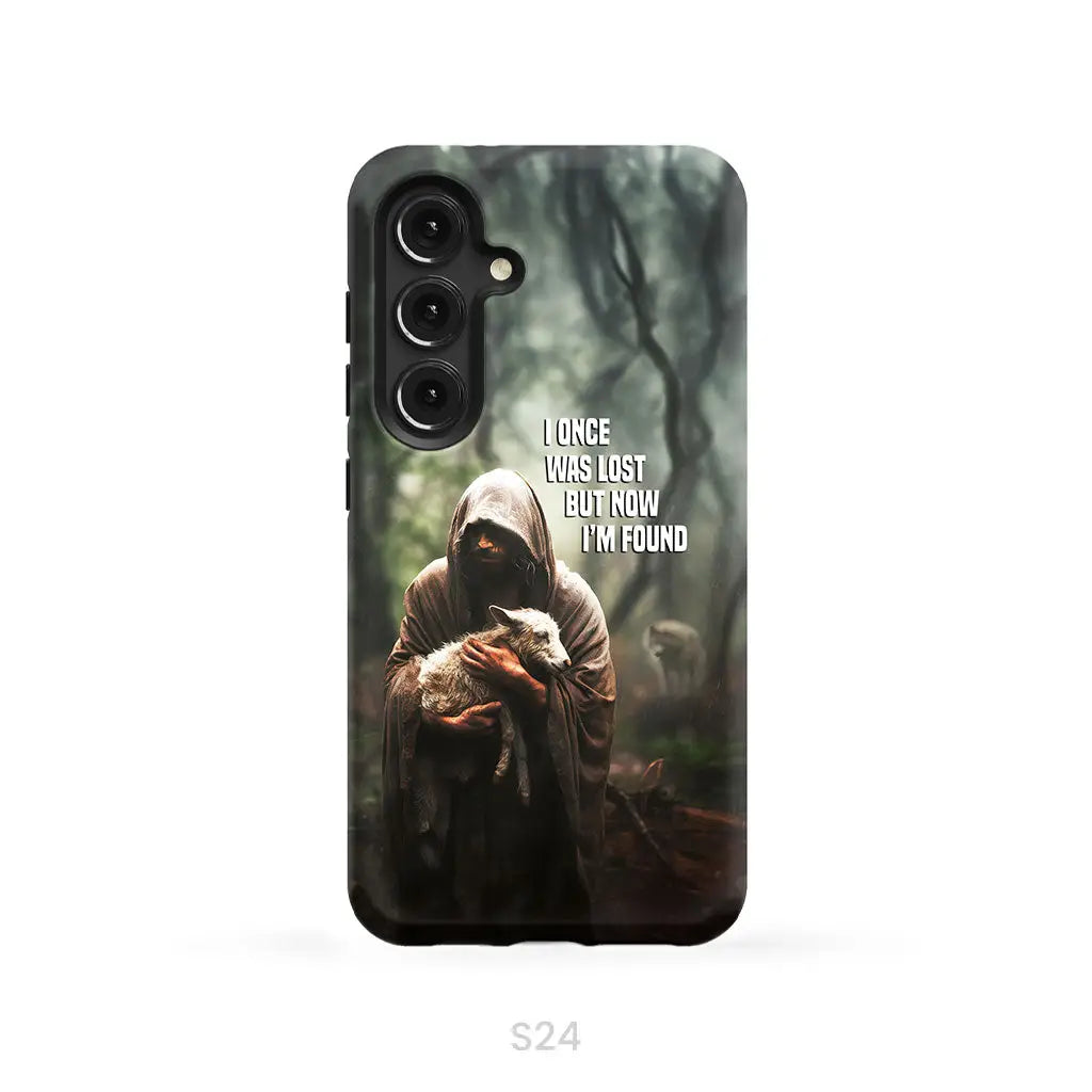 I Once Was Lost but Now I’m Found Jesus and Lost Sheep Phone Case Samsung Galaxy S24 / Tough Case