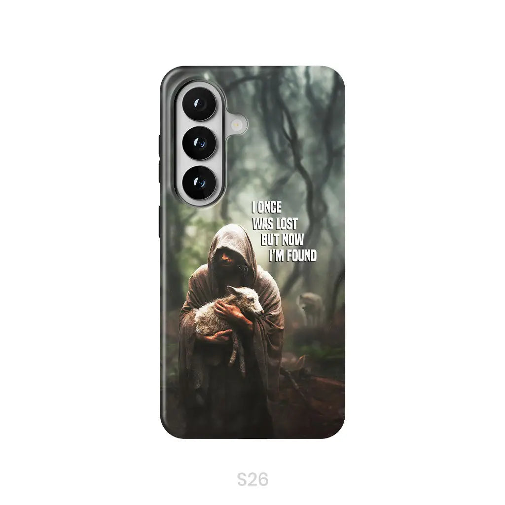 I Once Was Lost but Now I’m Found Jesus and Lost Sheep Phone Case Samsung Galaxy S26 / Tough Case