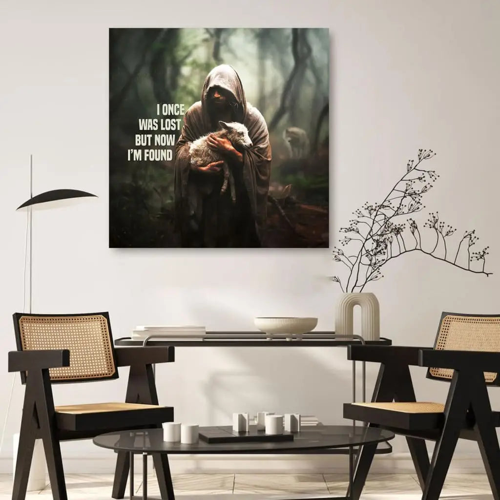 I Once Was Lost but Now I'm Found, Jesus, Wolf and Lamb, Wall Art Canvas