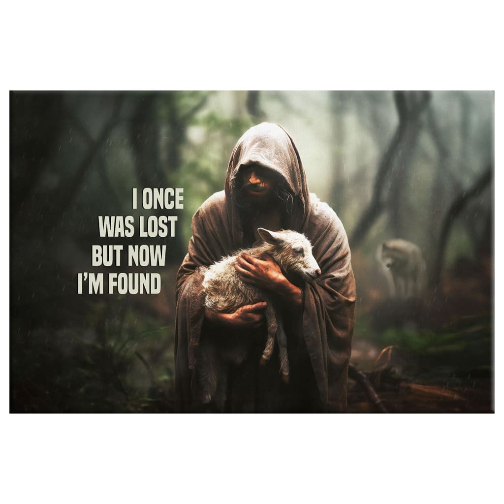 I Once Was Lost but Now I’m Found Wall Art Canvas, Jesus and lamb picture