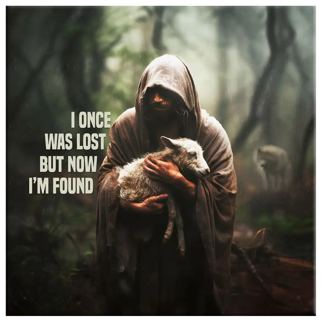 Jesus lost sheep, I once was lost but now i’m found canvas print - Christian wall decor
