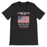 I Stand For The Flag And I Kneel Before God American Flag T-shirt Black / S