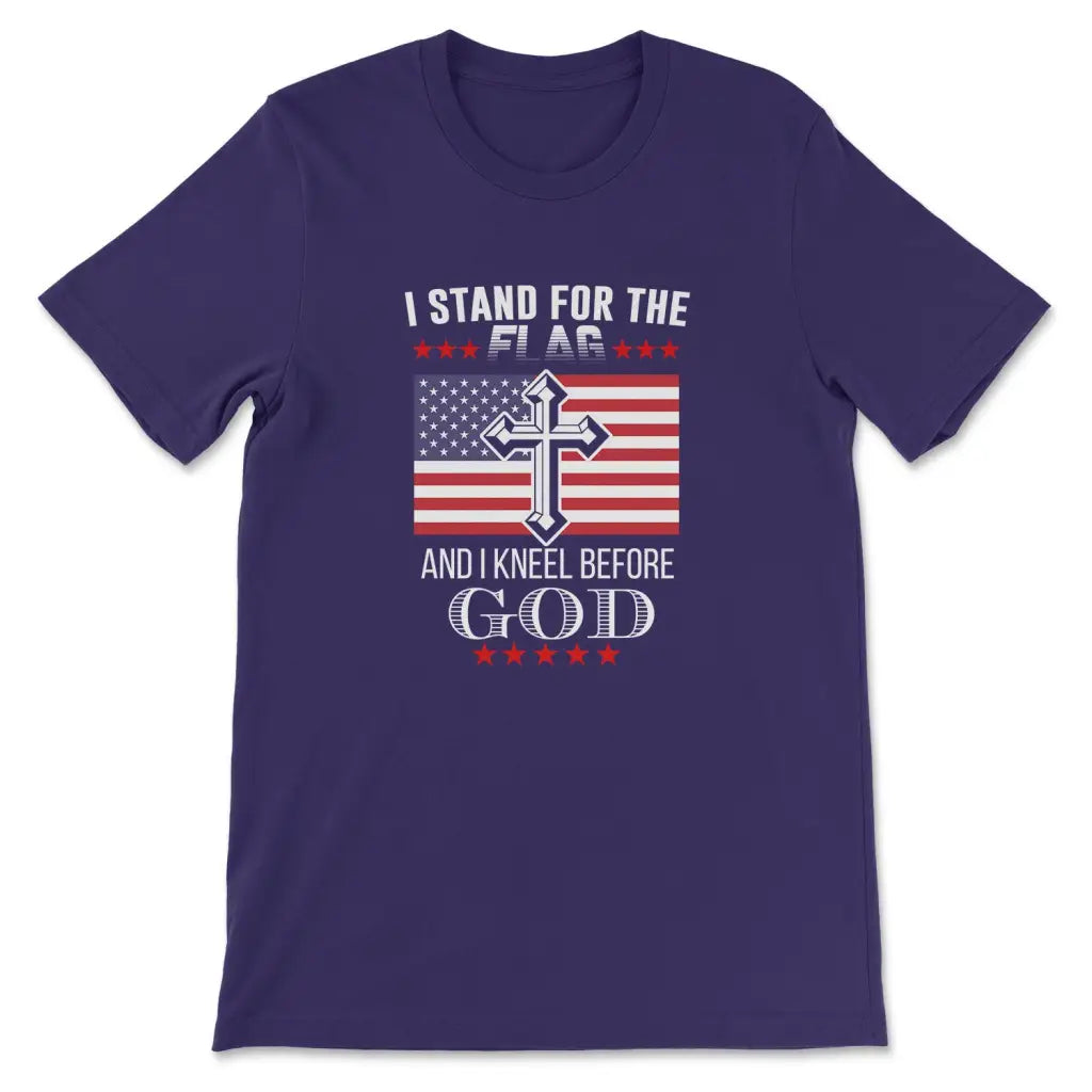 I Stand For The Flag And I Kneel Before God American Flag T-shirt Team Purple / S