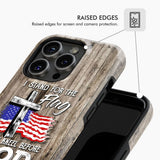 Christian phone case displaying "I Stand For The Flag And I Kneel Before God," great for those who value both religious faith and national pride.