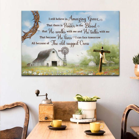 Farmhouse wall decor, I still believe in amazing grace Christian wall art canvas