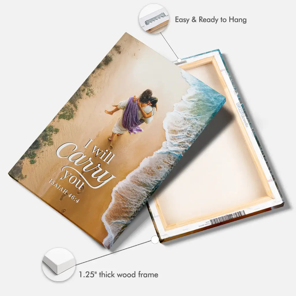 Peaceful Christian wall art with Jesus, Bible verse, and ocean scene, ideal gift for women of faith.