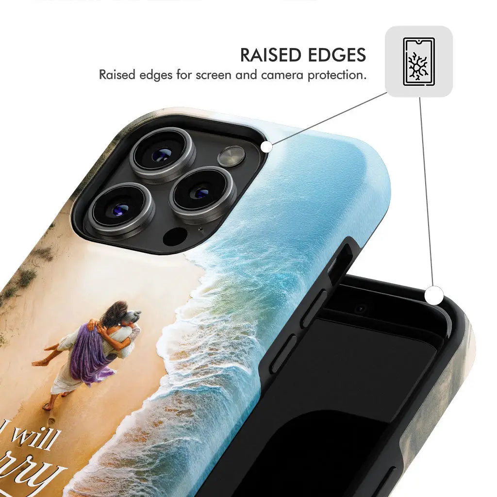 I Will Carry You – Jesus Carrying Elderly Woman Isaiah 46:4 Christian Phone Case