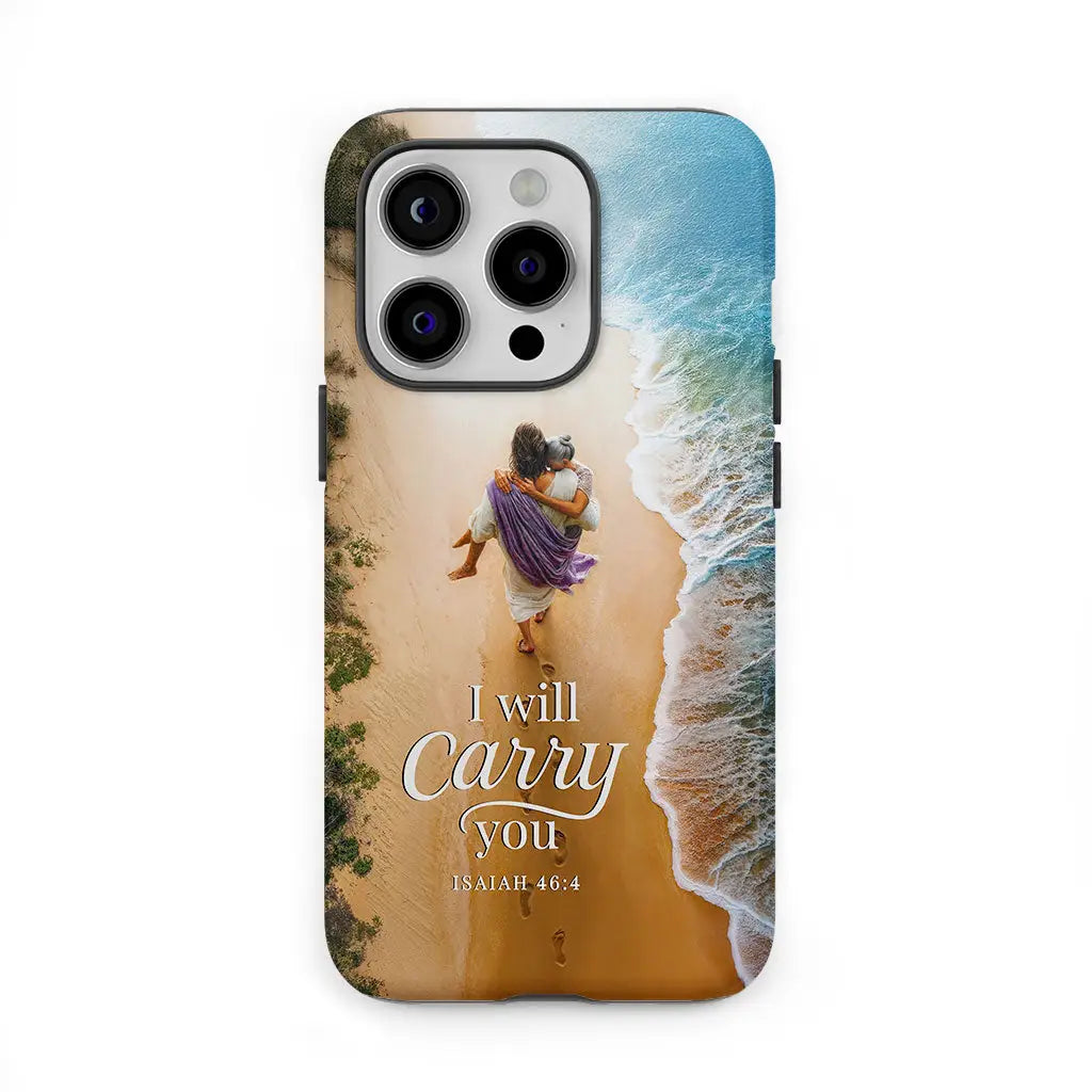 I Will Carry You – Jesus Carrying Elderly Woman Isaiah 46:4 Christian Phone Case