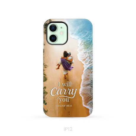I Will Carry You – Jesus Carrying Elderly Woman Isaiah 46:4 Christian Phone Case iPhone 12 / Tough Case