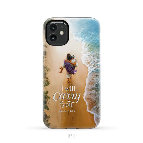 I Will Carry You – Jesus Carrying Elderly Woman Isaiah 46:4 Christian Phone Case iPhone 11 / Tough Case