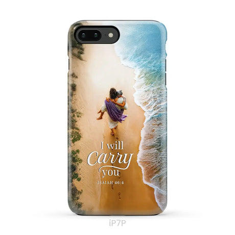 I Will Carry You – Jesus Carrying Elderly Woman Isaiah 46:4 Christian Phone Case iPhone 7 Plus / Tough Case
