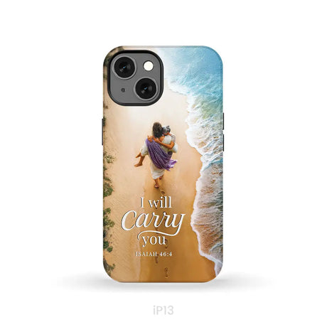 I Will Carry You – Jesus Carrying Elderly Woman Isaiah 46:4 Christian Phone Case iPhone 13 / Tough Case