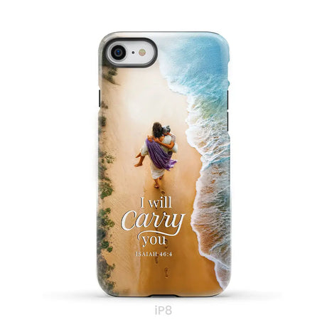 I Will Carry You – Jesus Carrying Elderly Woman Isaiah 46:4 Christian Phone Case iPhone 8 / Tough Case