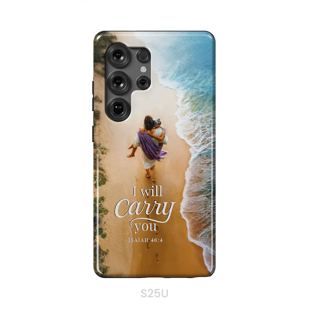 I Will Carry You – Jesus Carrying Elderly Woman Isaiah 46:4 Christian Phone Case Samsung Galaxy S25 Ultra / Tough Case
