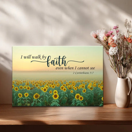 Faith-based wall decor combining scripture and sunflower—symbol of hope and light.