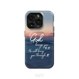 If God brings you to it he will bring through phone case Christian cases iPhone 15 Pro / Tough