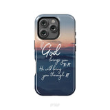 If God brings you to it he will bring you through it phone case Christian phone cases iPhone 16 Pro / Tough Case