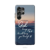 If God brings you to it he will bring you through it phone case Christian phone cases Samsung Galaxy S25 Ultra / Tough