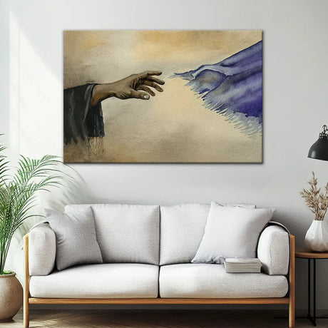 Religious artwork portraying the biblical message of faith and trust in Christ’s power.