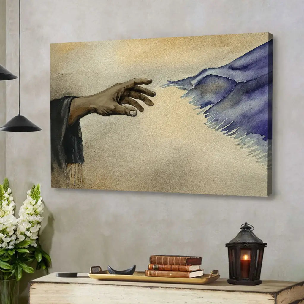 Inspirational Christian wall art with the phrase "If Only I Could Touch The Hem Of His Garment."