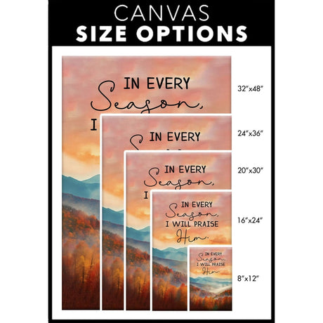 Autumn-themed Christian wall decor with "In every season I will praise Him," a stunning Smoky Mountains design for your home.
