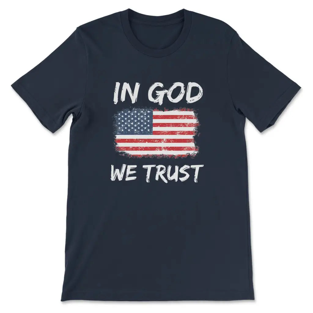 In God we trust American flag Christian t-shirt Navy / S