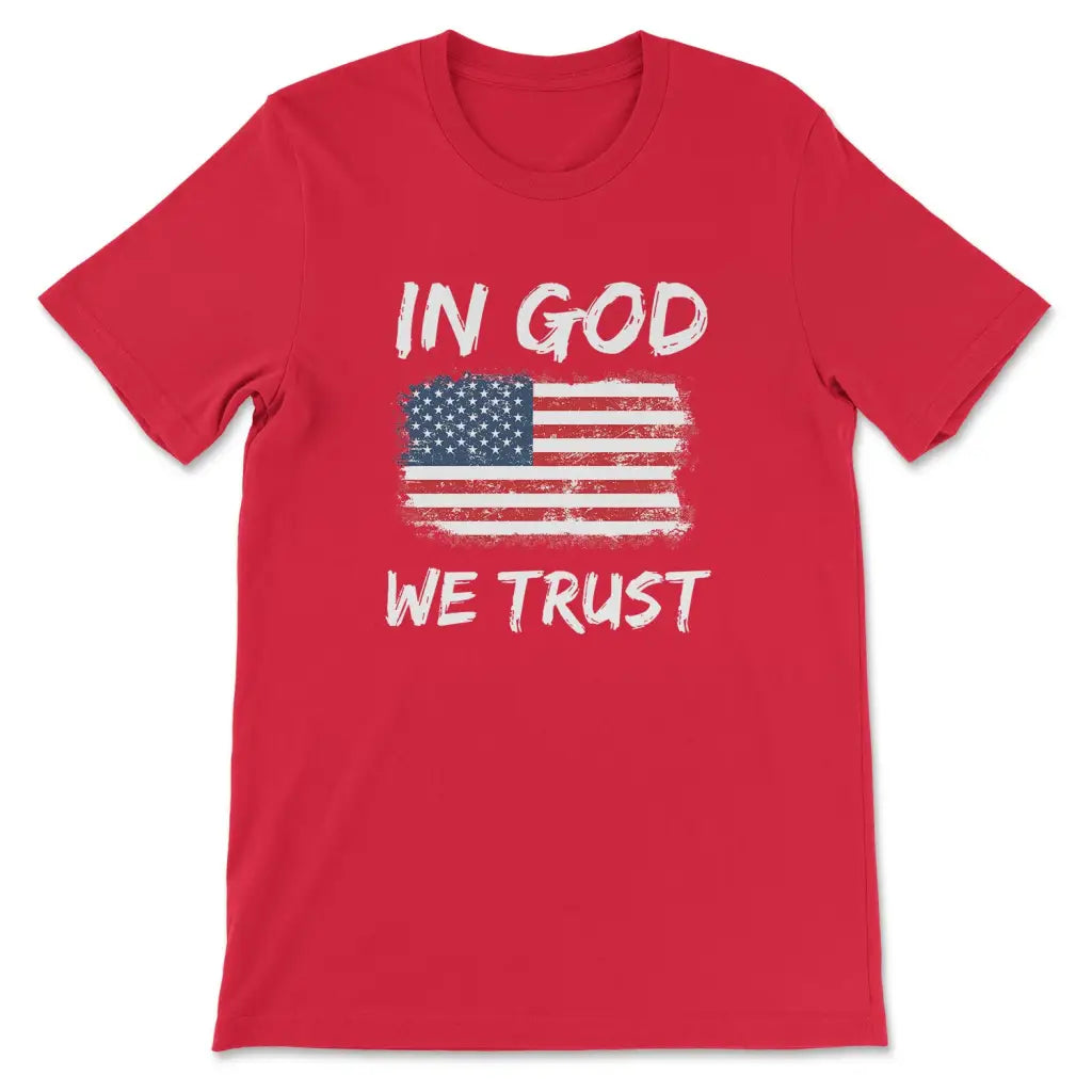 In God we trust American flag Christian t-shirt Red / S