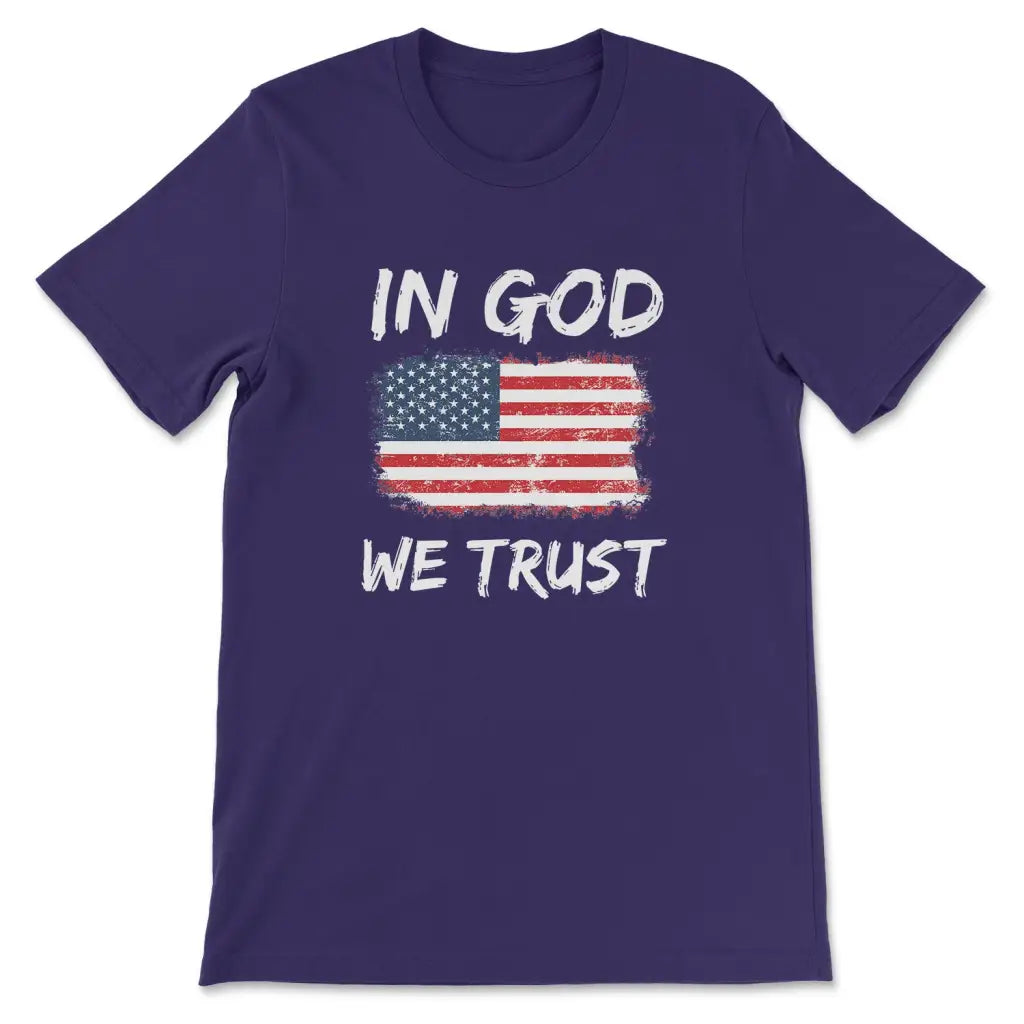 In God we trust American flag Christian t-shirt Team Purple / S