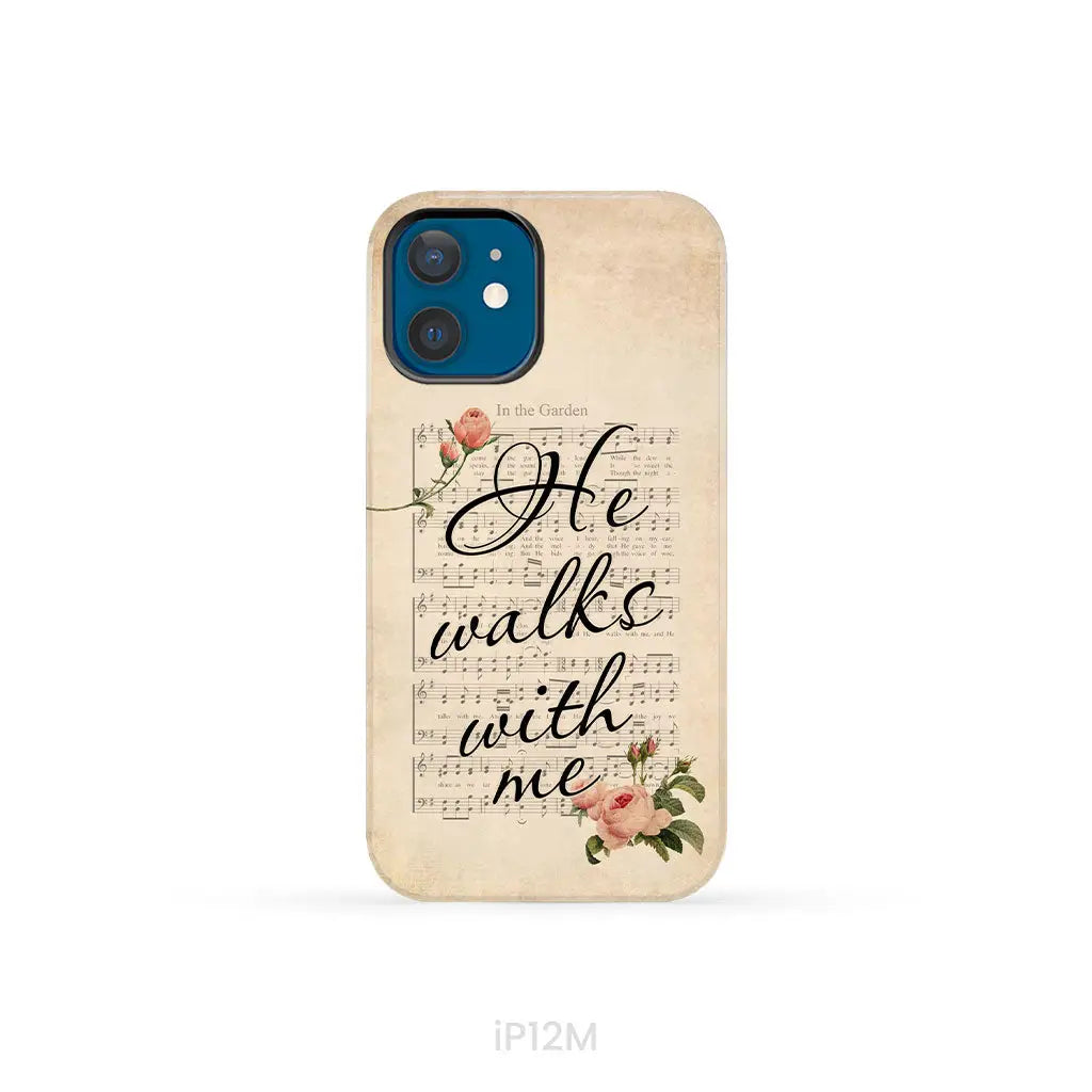 In the Garden Hymn He Walks With Me Christian phone case iPhone 12 Mini / Tough