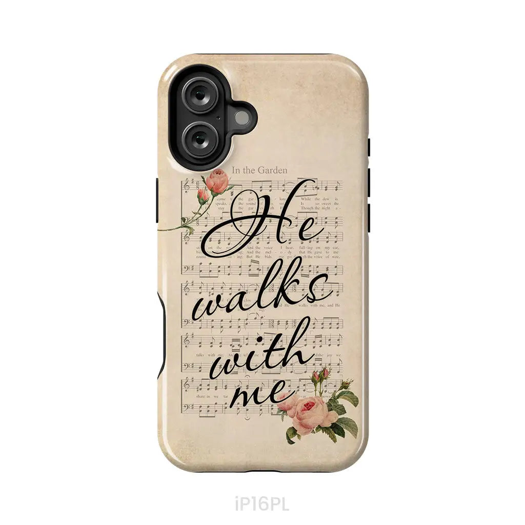 In the Garden Hymn He Walks With Me Christian phone case iPhone 16 Plus / Tough Case