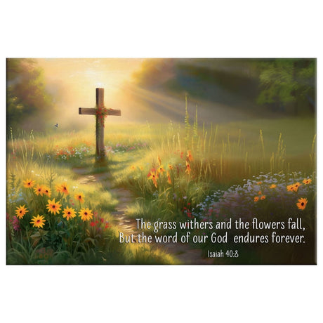 Faith-based wall art with Isaiah 40:8, "The Word of Our God Endures Forever," great religious decor for believers.