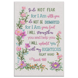 Faith-based wall decor with "So do not fear for I am with you," Isaiah 41:10, paired with a bright and cheerful floral design.