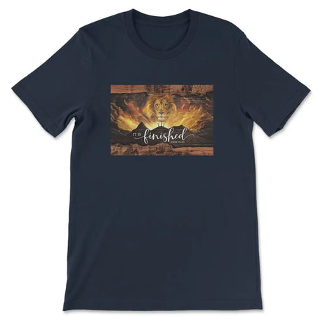 It Is Finished Shirt John 19:30 Jesus Lion Easter T-shirt Navy / S