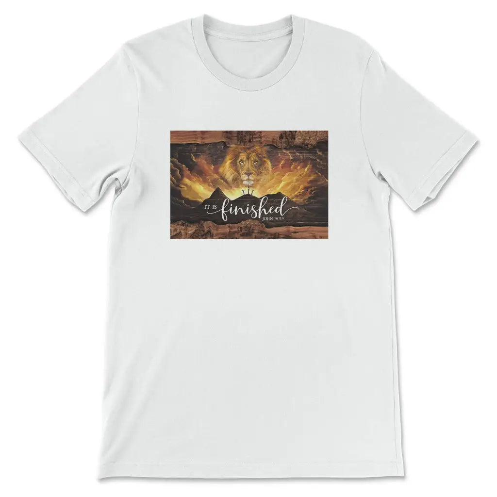 It Is Finished Shirt John 19:30 Jesus Lion Easter T-shirt White / S