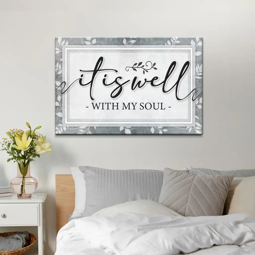Christian wall decor with "It Is Well With My Soul," a modern design to inspire peace and faith in any space.