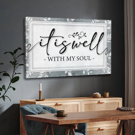 Modern Christian wall art with "It Is Well With My Soul," perfect for uplifting home decor and thoughtful gifts.