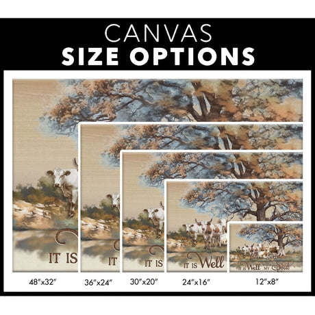 It is Well With My Soul Cows Under Tree Wall Art Canvas Size Options