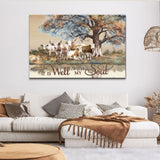 Inspirational wall art showcasing "It is Well With My Soul" with cows under a tree, ideal for Christian gifts and home decor.