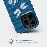Inspirational phone case displaying "It Is Well With My Soul" with a dragonfly motif.