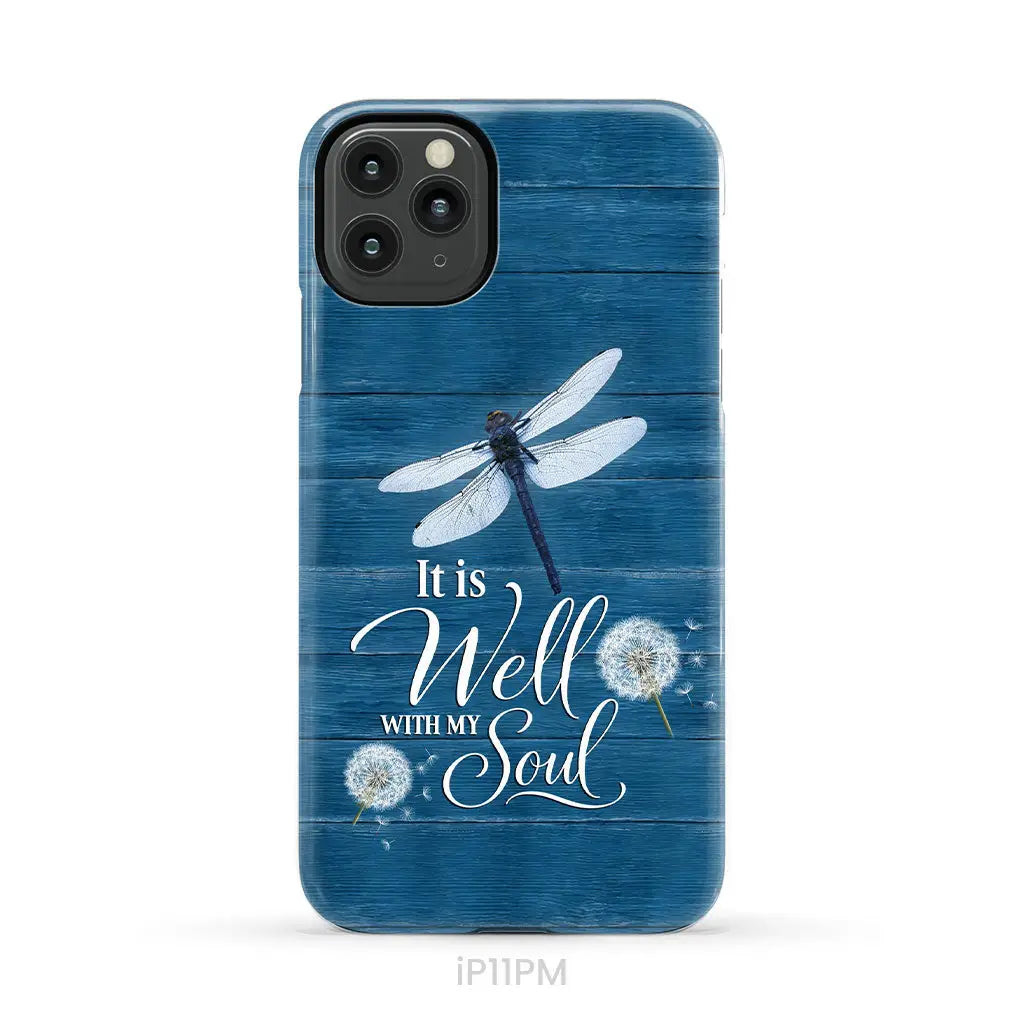 It Is Well With My Soul Dragonfly Christian Phone Case iPhone 11 Pro Max / Tough Case