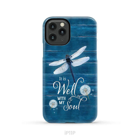 It Is Well With My Soul Dragonfly Christian Phone Case iPhone 11 Pro / Tough Case