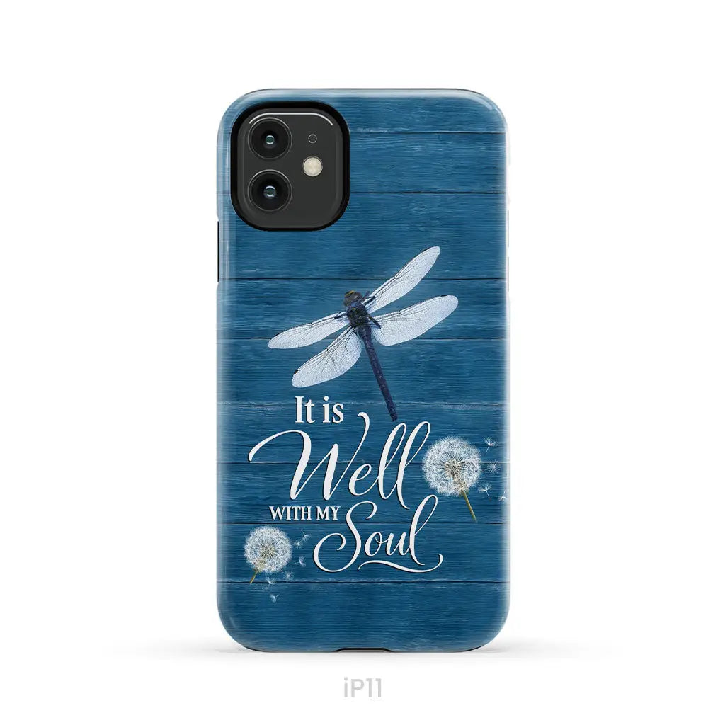 It Is Well With My Soul Dragonfly Christian Phone Case iPhone 11 / Tough Case