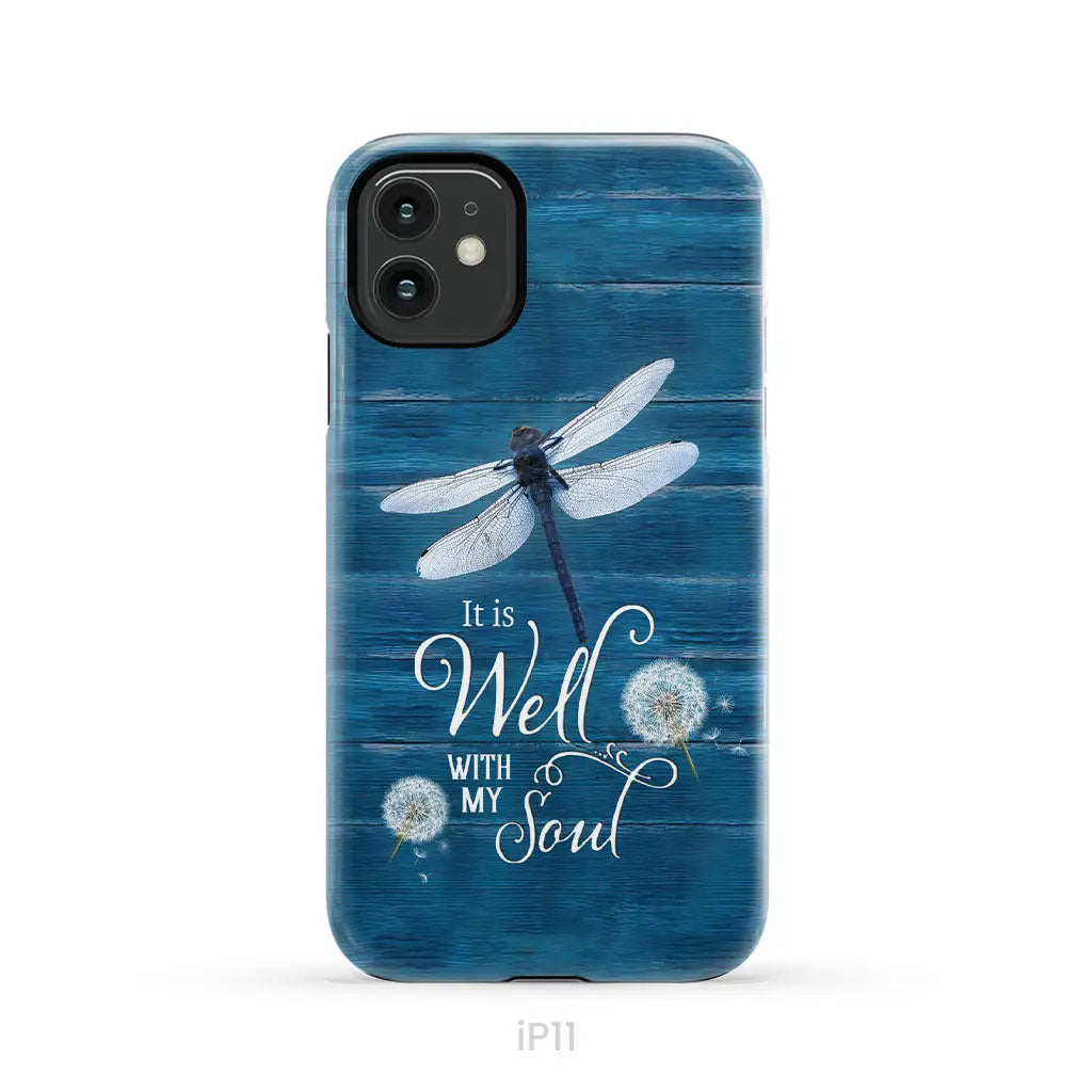 It Is Well With My Soul Dragonfly Christian Phone Case iPhone 11 / Tough Case