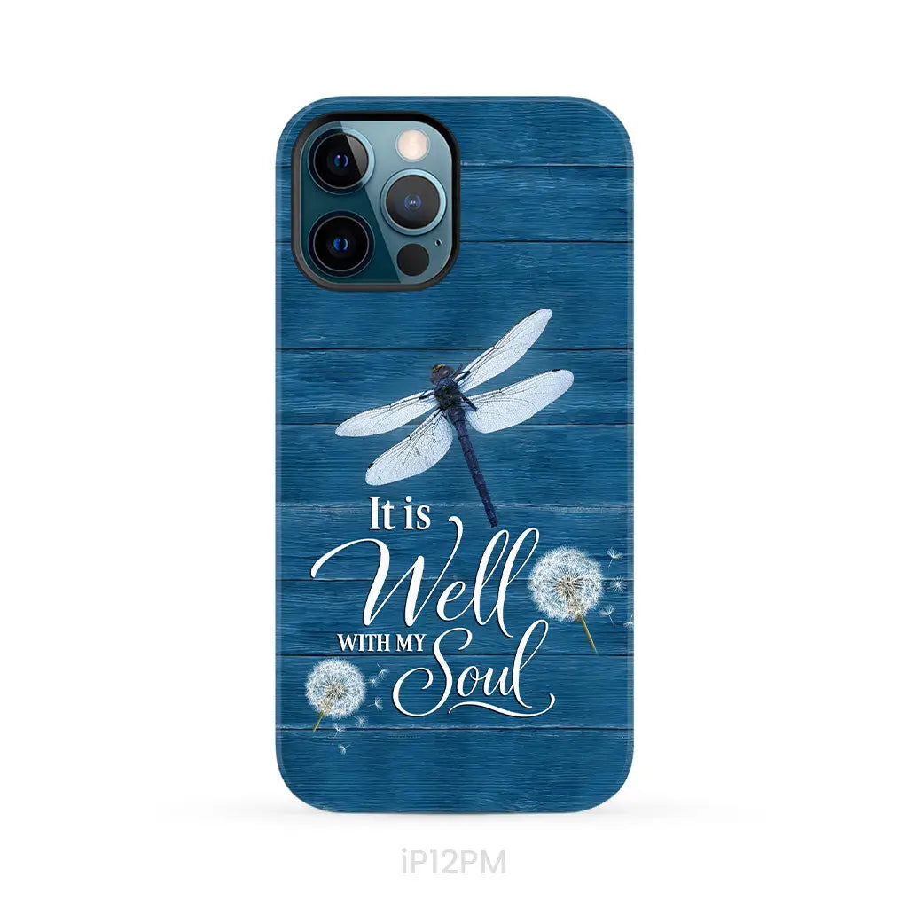 It Is Well With My Soul Dragonfly Christian Phone Case iPhone 12 Pro Max / Tough Case