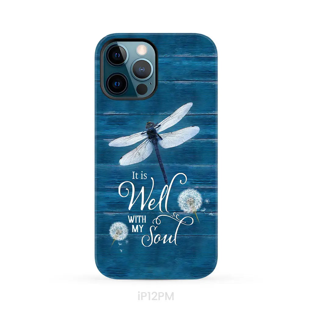 It Is Well With My Soul Dragonfly Christian Phone Case iPhone 12 Pro Max / Tough Case